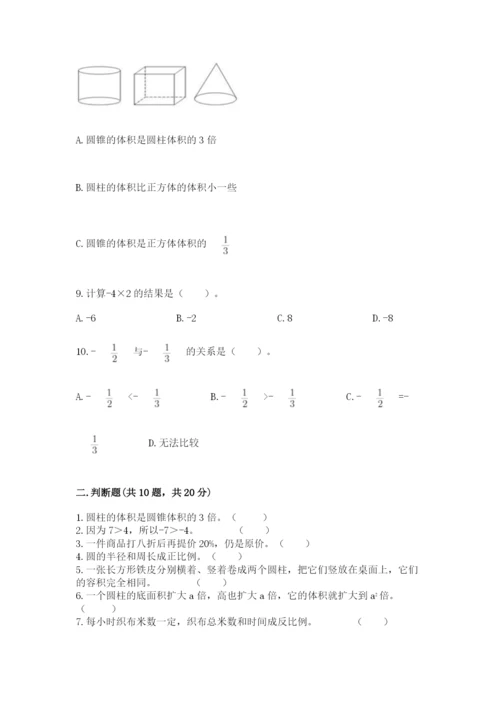 小学数学六年级下册小升初真题模拟测试卷及答案【典优】.docx