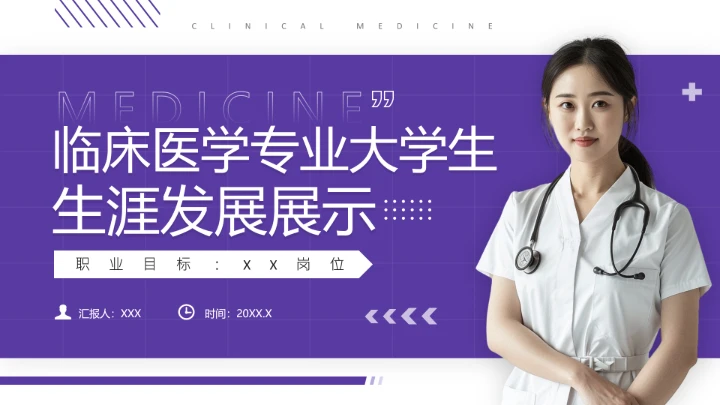 临床医学专业大学生职业生涯规划发展展示PPT模版