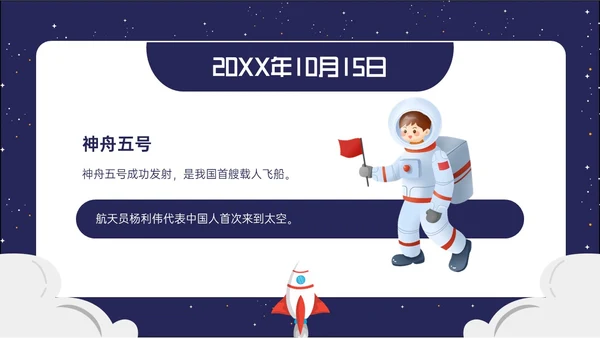 蓝色卡通风格中国航天发展史简介PPT课件