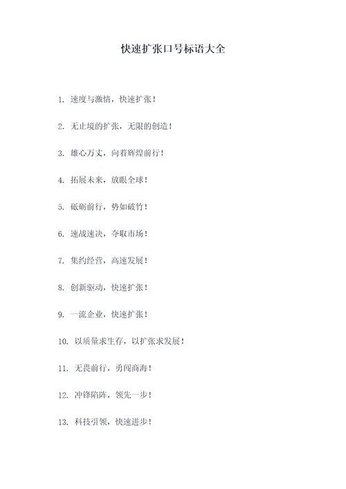 快速扩张口号标语大全