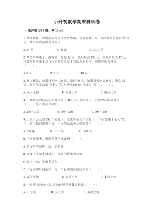 小升初数学期末测试卷（名师系列）.docx