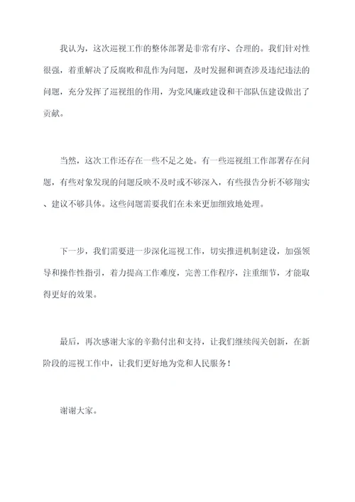 巡视工作总结会发言提纲