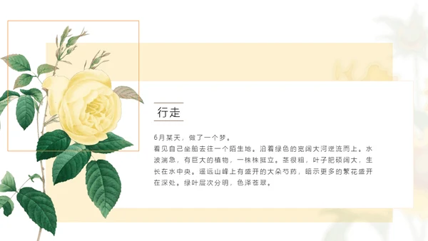 清醒纪植物绘小清新文艺女青年通用PPT模板