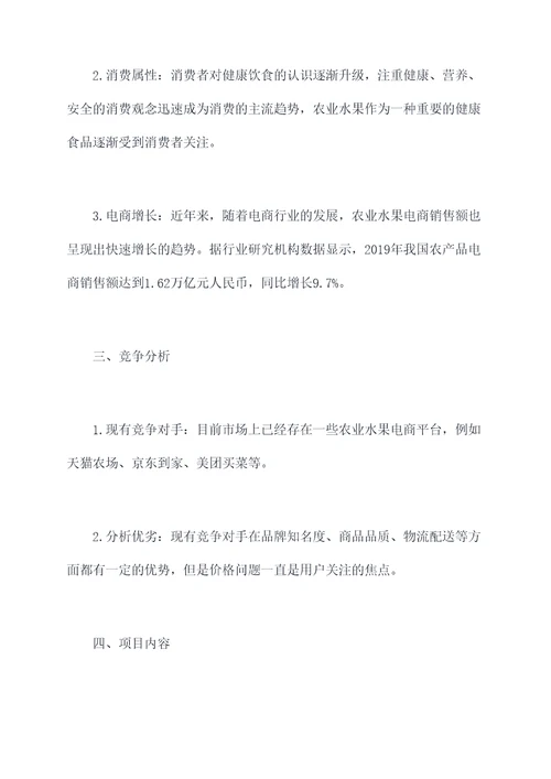 农业水果电商创业计划书