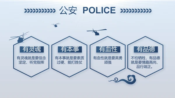 蓝色大气公安警察年度工作计划动态PPT