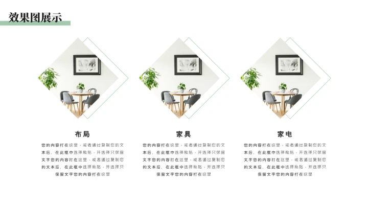 绿色简约室内设计房屋装修设计方案PPT模版