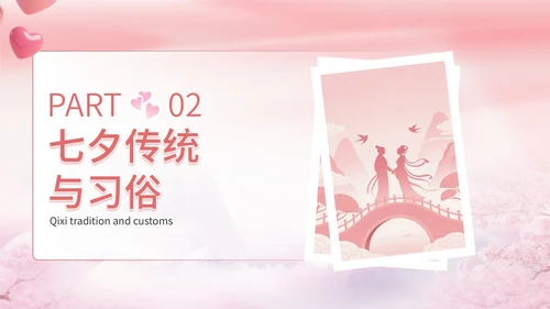 粉色浪漫插画风七夕文化宣传PPT模板