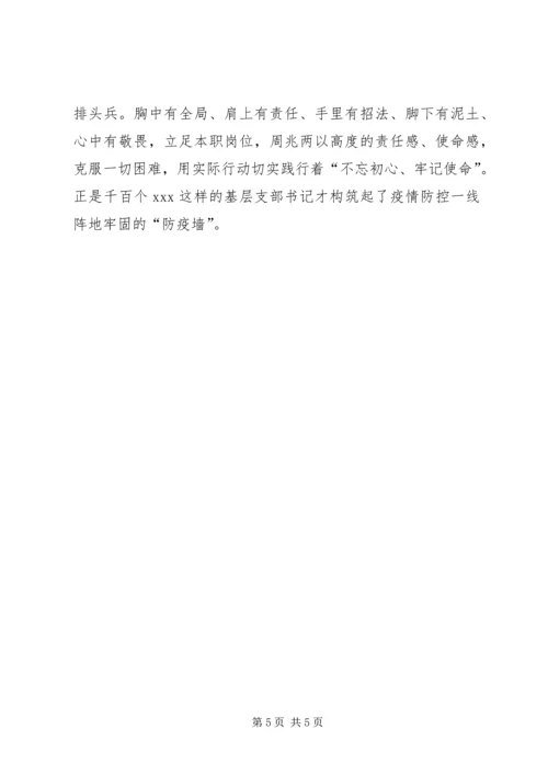 村党支部书记肺炎疫情防控工作先进事迹材料.docx