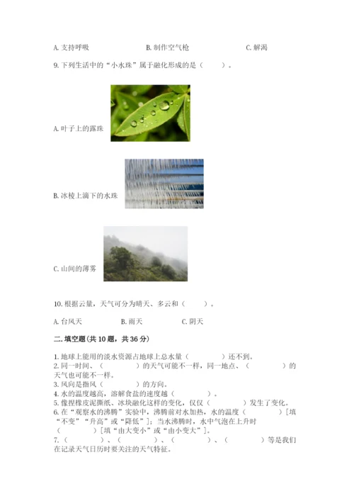 教科版三年级上册科学期末测试卷标准卷.docx