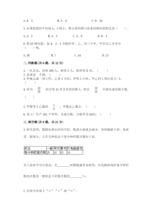 小学数学六年级上册期末测试卷精品【易错题】.docx