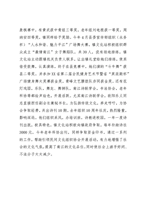 乡镇某年文化工作总结