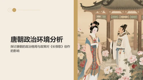 橙色复古风《长恨歌》的历史背景解读PPT模板