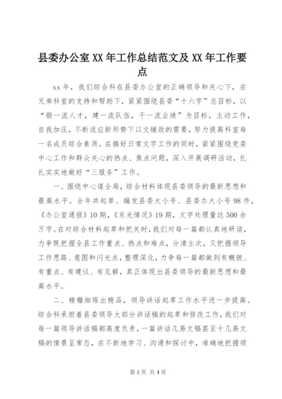 县委办公室某年工作总结范文及某年工作要点.docx