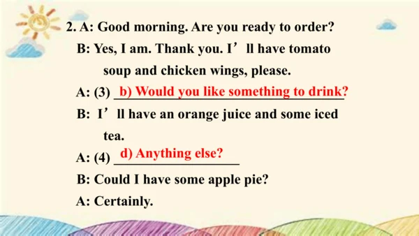 Module 6 Eating together Unit 3 Language in use 课件