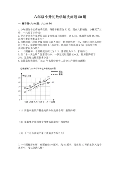 六年级小升初数学解决问题50道【原创题】.docx