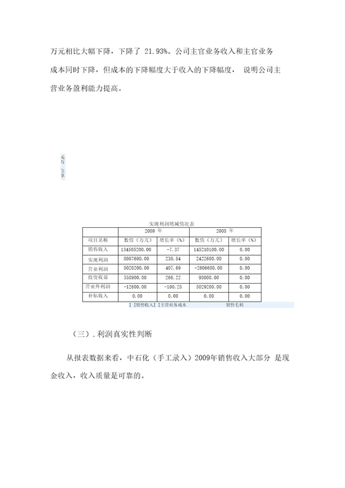 精选中石化手工录入实现利润分析报告