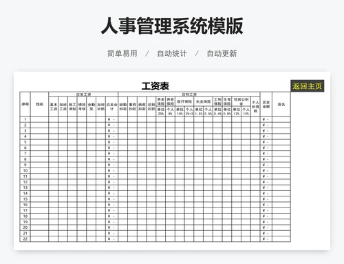 人事管理系统模版