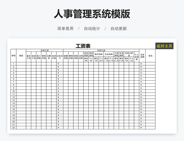 人事管理系统模版
