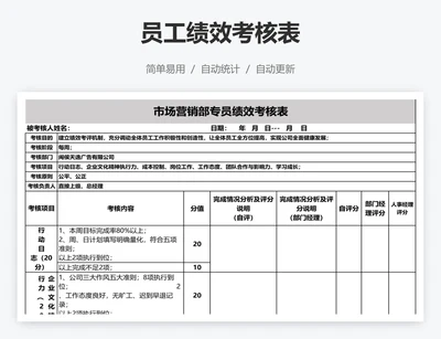 员工绩效考核表