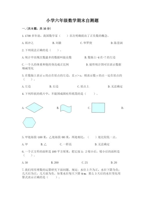 小学六年级数学期末自测题【夺冠系列】.docx