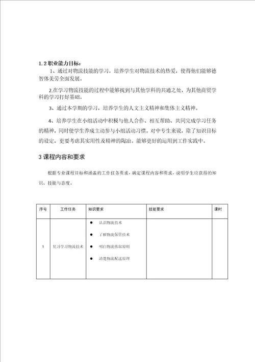 电商物流教学计划