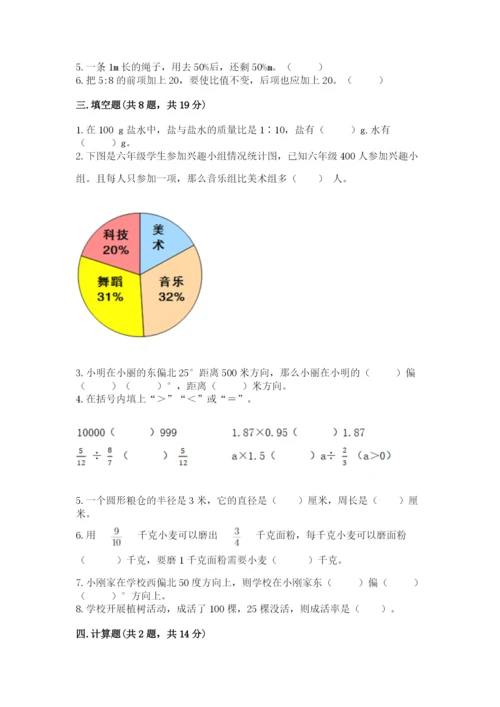 人教版六年级上册数学期末测试卷带答案（最新）.docx