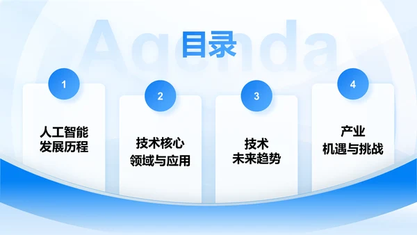 蓝色3D风AI人工智能趋势汇报PPT模板