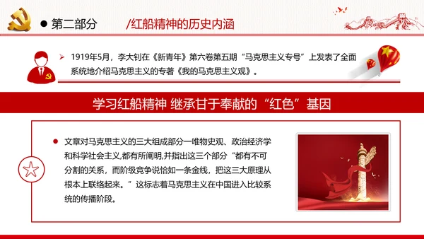 新时代弘扬学习红船精神党校党建党政党建党课支部团委学习模板