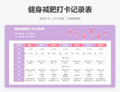 健身减肥打卡记录表