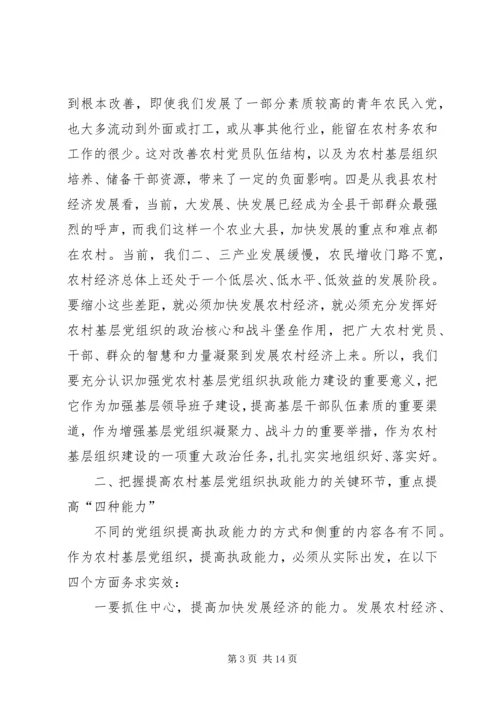 农村基层组织执政能力建设会讲话.docx