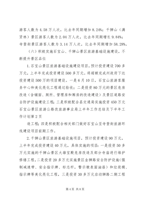 旅游事业局上半年工作总结及下半年工作计划.docx