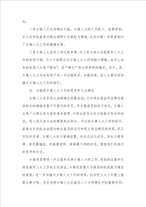 乡镇人大工作情况存在问题及提议