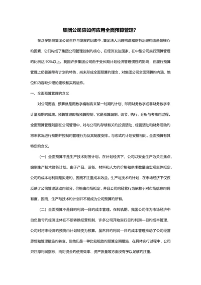 集团企业应如何应用全面预算管理.docx