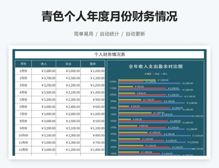 青色个人年度月份财务情况