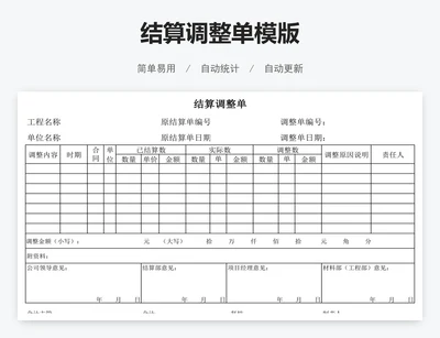 结算调整单模版