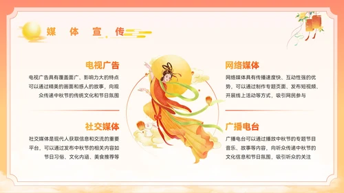 橙黄色插画风中秋节PPT模板