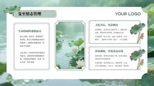 绿色夏至节气介绍通用PPT模板