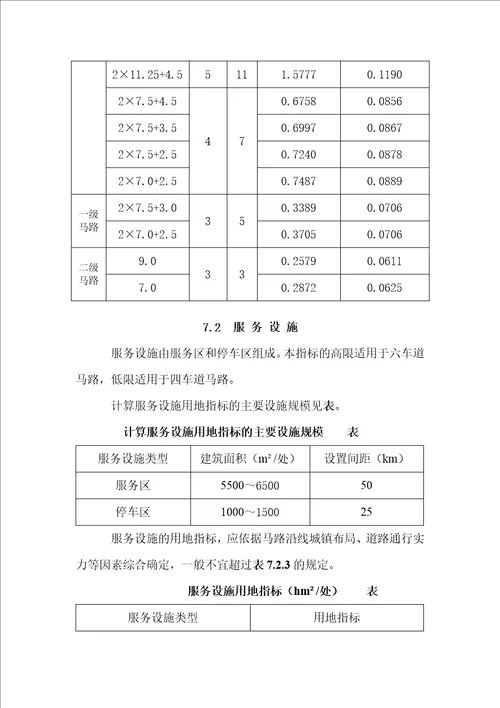 公路建设项目用地指标