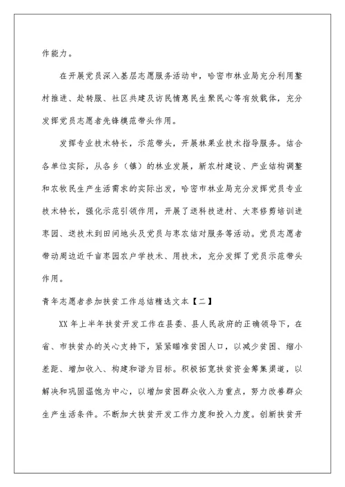 2022青年志愿者参加扶贫工作总结精选文本