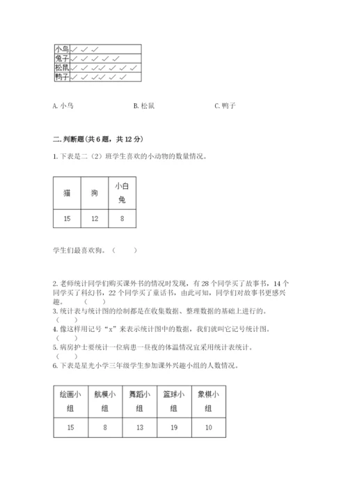 人教版二年级下册数学第一单元 数据收集整理 测试卷附精品答案.docx