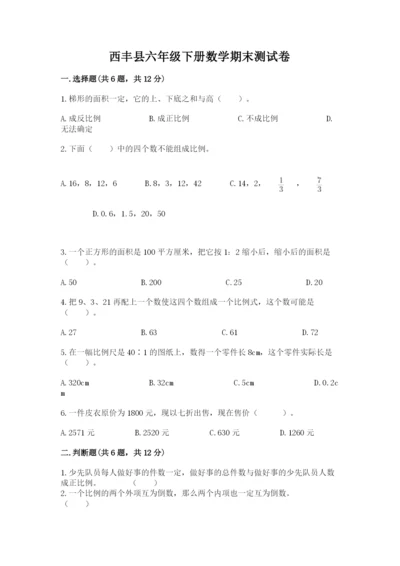 西丰县六年级下册数学期末测试卷（完整版）.docx