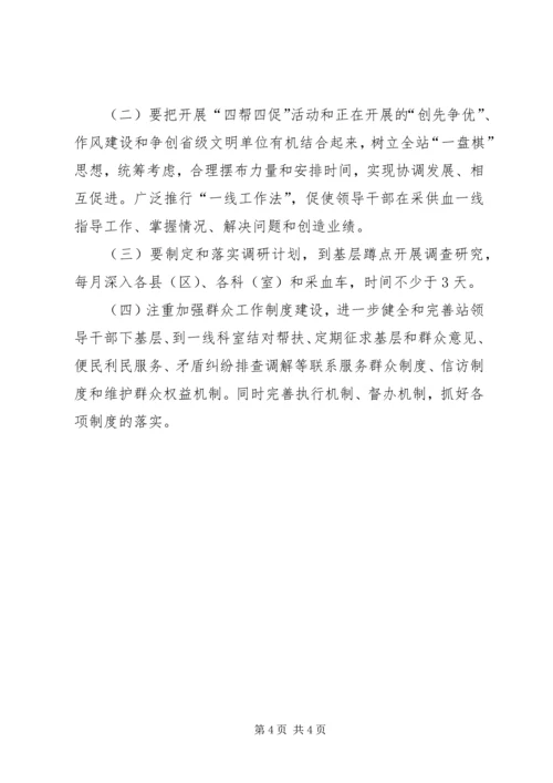 血站开展四帮四促实施方案.docx