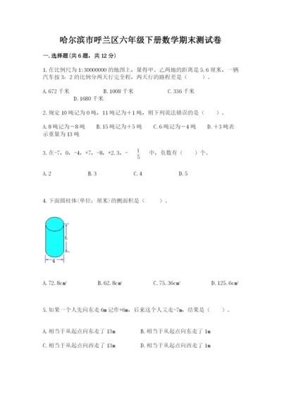 哈尔滨市呼兰区六年级下册数学期末测试卷及答案一套.docx