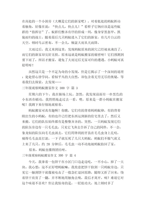 三年级观察蚂蚁搬家作文300字