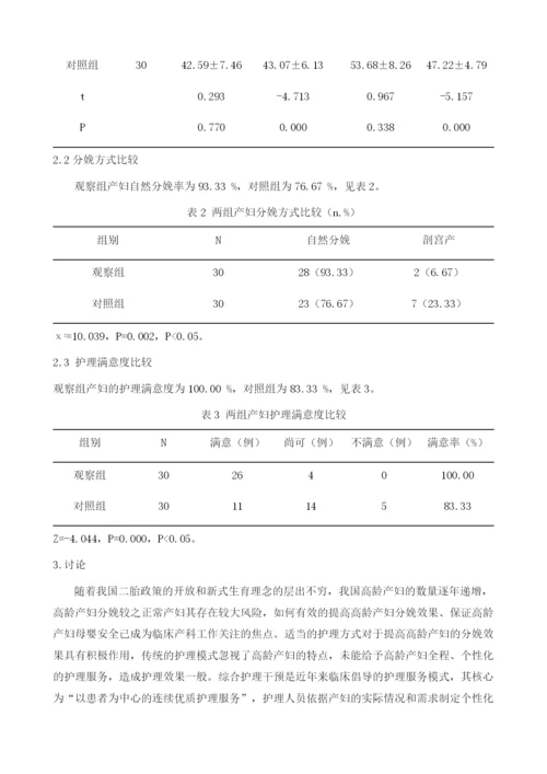 综合护理干预对高龄初产妇负性情绪和妊娠结局的影响分析.docx