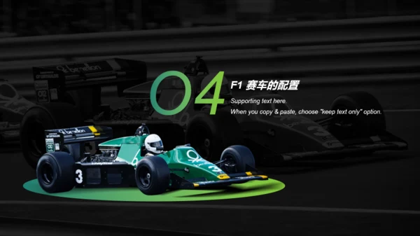 绿色赛事研究之F1方程式赛车赛事介绍PPT素材