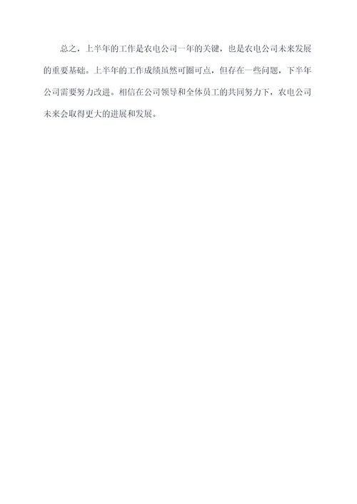 农电公司上半年工作总结