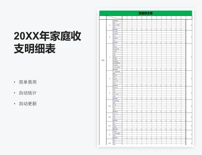 20XX年家庭收支明细表