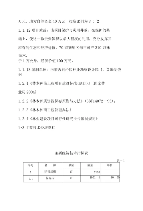 刺榆种质资源保存库建设项目可行性报告