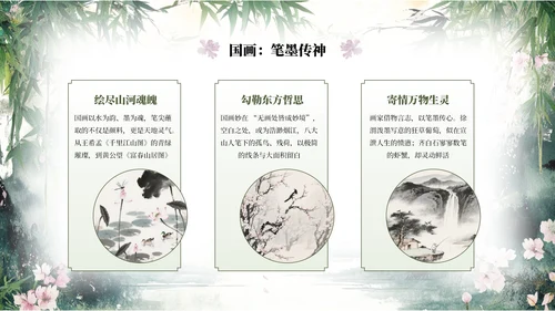 绿色系中式水墨风浮光吟PPT模板